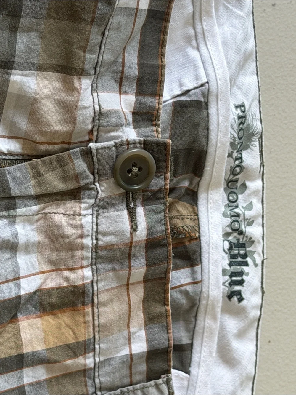 Vintage cotton PRONTO UOMO BLUE Plaid Flat Front Shorts